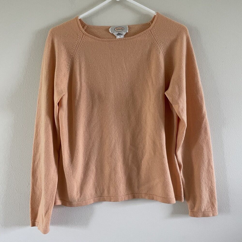 Talbots 100% Pure Cashmere Sweater Women's Size Large Peach Pullover Soft